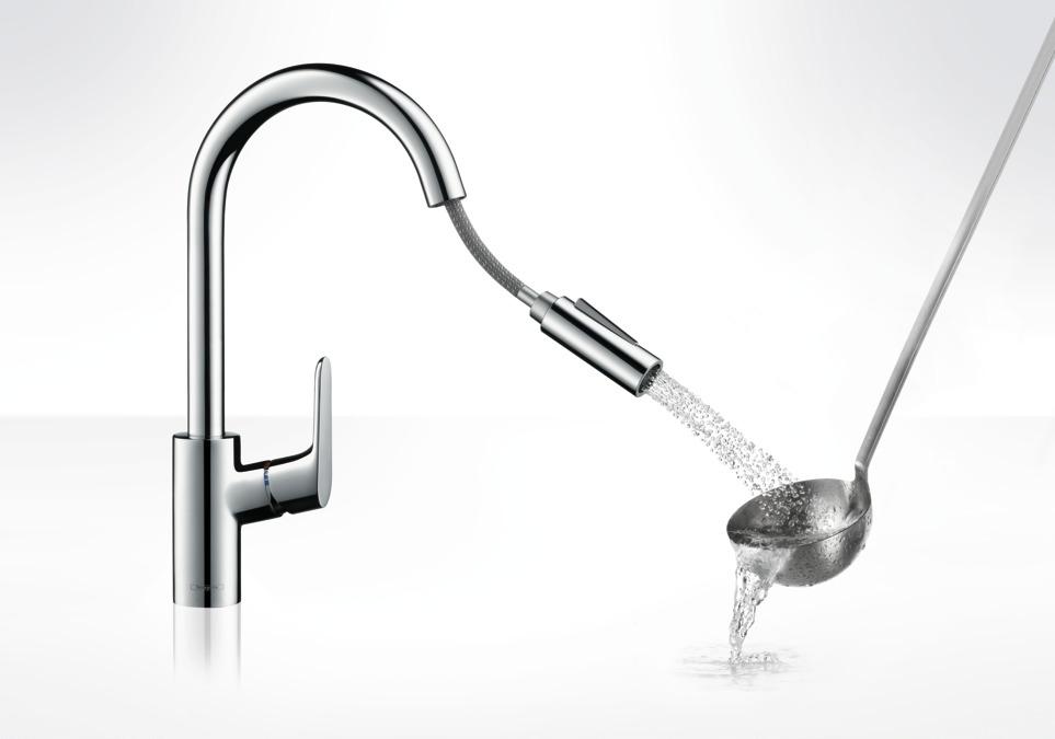 Bateria kuchenna Hansgrohe Focus jednouchwytowa z wyciąganą wylewką 3181500