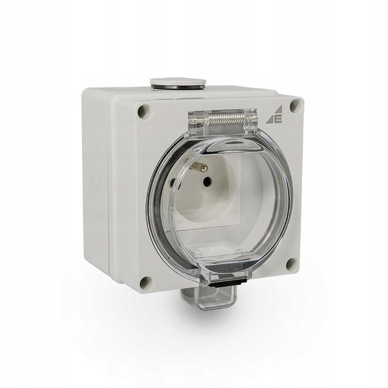Gniazdo hermetyczne natynkowe 2P+Z, 16A, 250V, GHN, IP66 z uchylną transpar