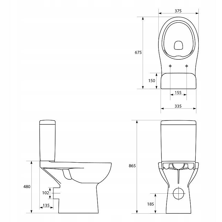 Kompakt 579 Etiuda dla osób niepełnosprawnych CleanOn 3/6 l, odpływ poziomy
