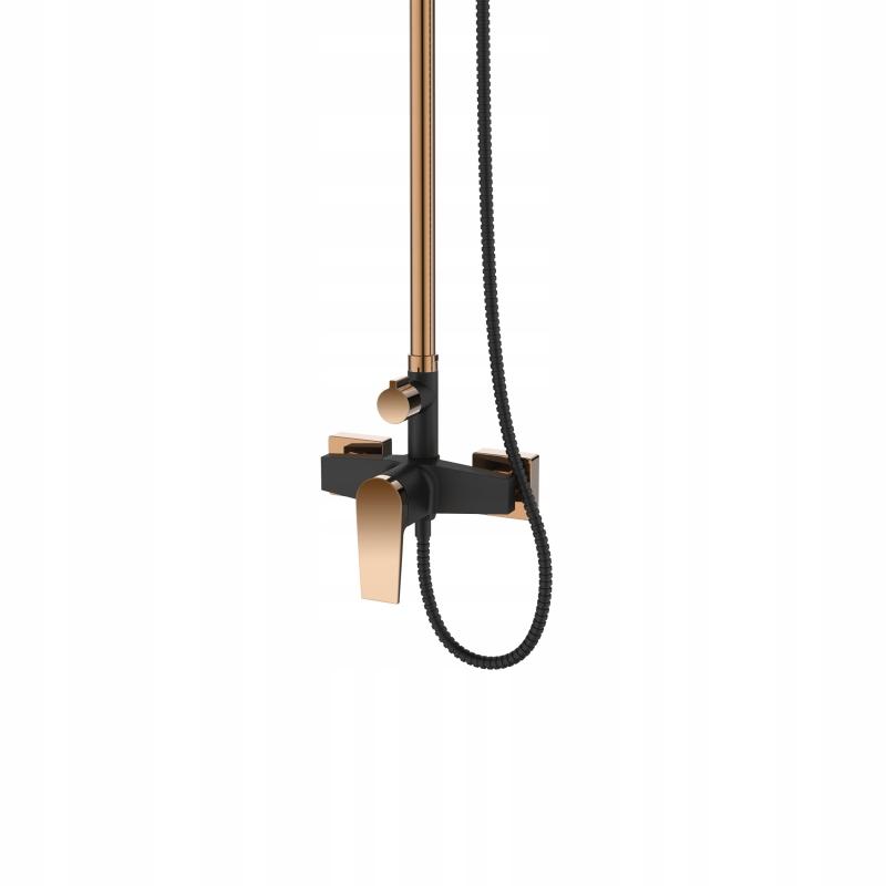 INVENA DESZCZOWNIA Z BATERIĄ NATRYSKOWĄ MIDNIGHT BLACK/GOLD ROSE