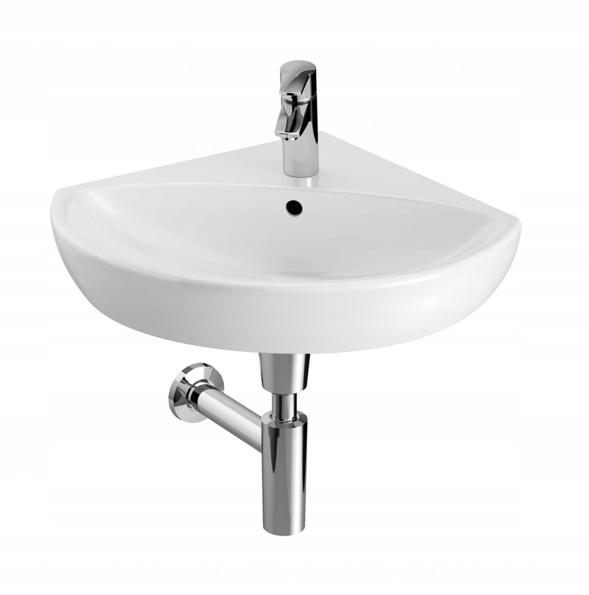 Umywalka kompaktowa Selnova narożna, B59 cm, H18 cm, T56 cm, z przelewem, z