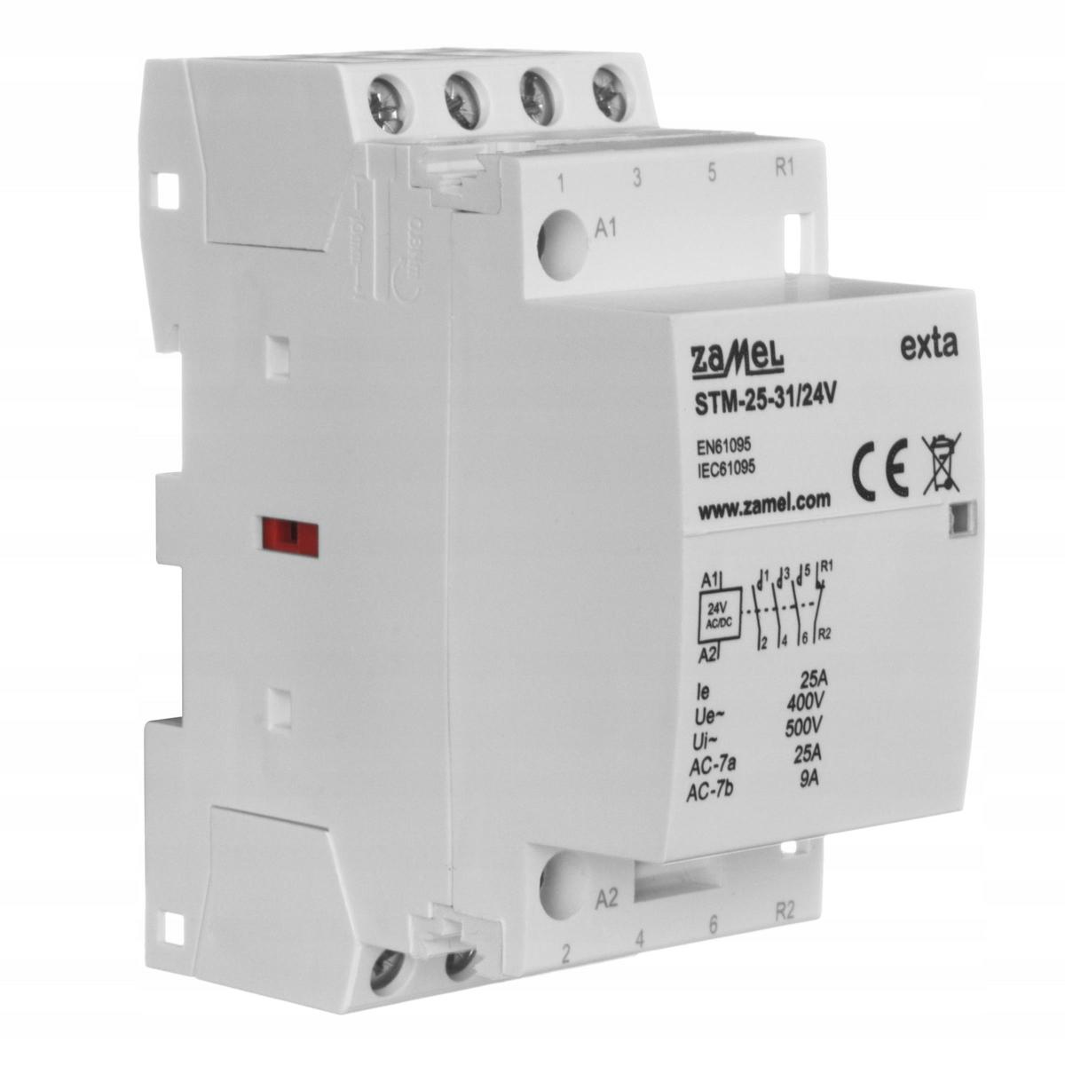 Stycznik modułowy instalacyjny 25A, 3xNO + 1xNC, 24V AC/DC STM-25-31/24V