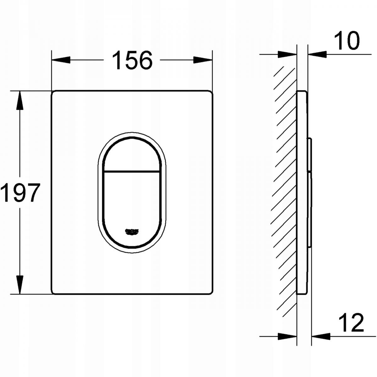 Przycisk uruchamiający GROHE Arena Cosmopolitan do WC chrom 156x197x10 mm