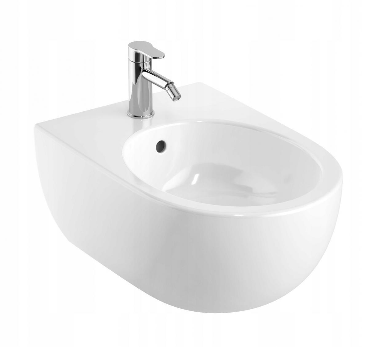 Bidet wiszący Selnova B36 cm, H26 cm, T53 cm, ukryte mocowania, z przelewem