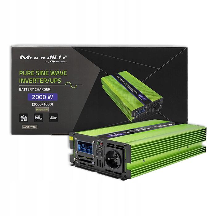 Przetwornica napięcia Monolith | ładowanie baterii | UPS | 1000W | 2000W |