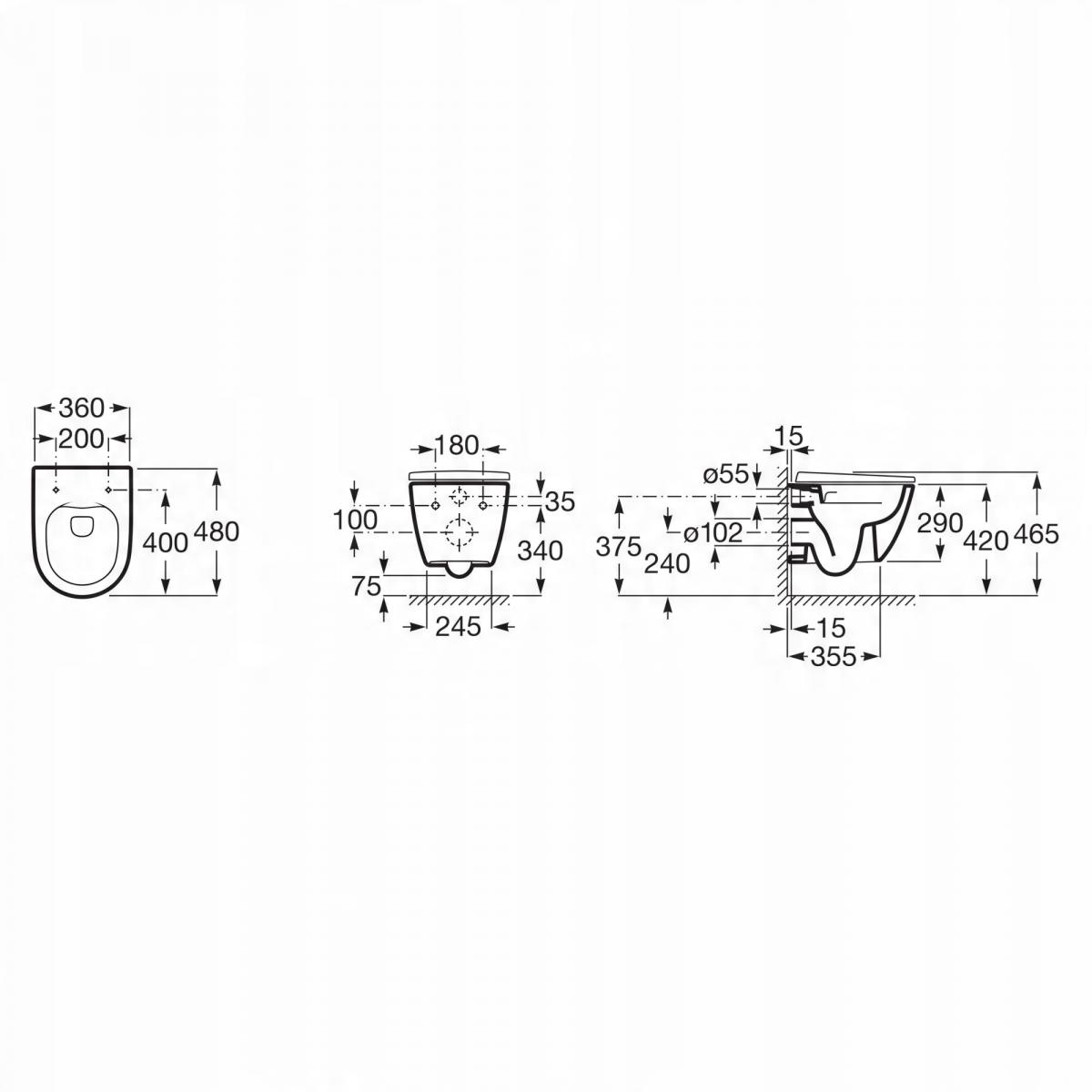 Miska wisząca ONA COMPACTO 48x36cm Rimless Biały SG ROCA[18]