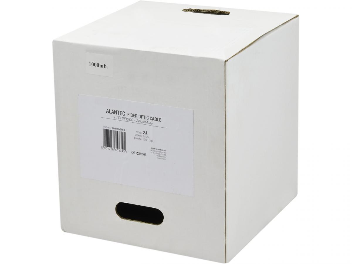 A-LAN Kabel światłowodowy FTTH płaski SM 2J 9/125 LSOH biały - ALANTEC
