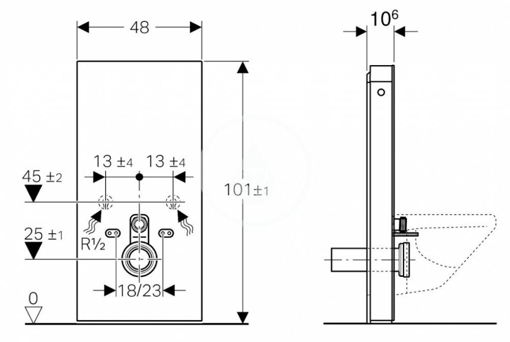 GEBERIT Moduł sanitarny Monolith do WC wiszącego, H101, biały
