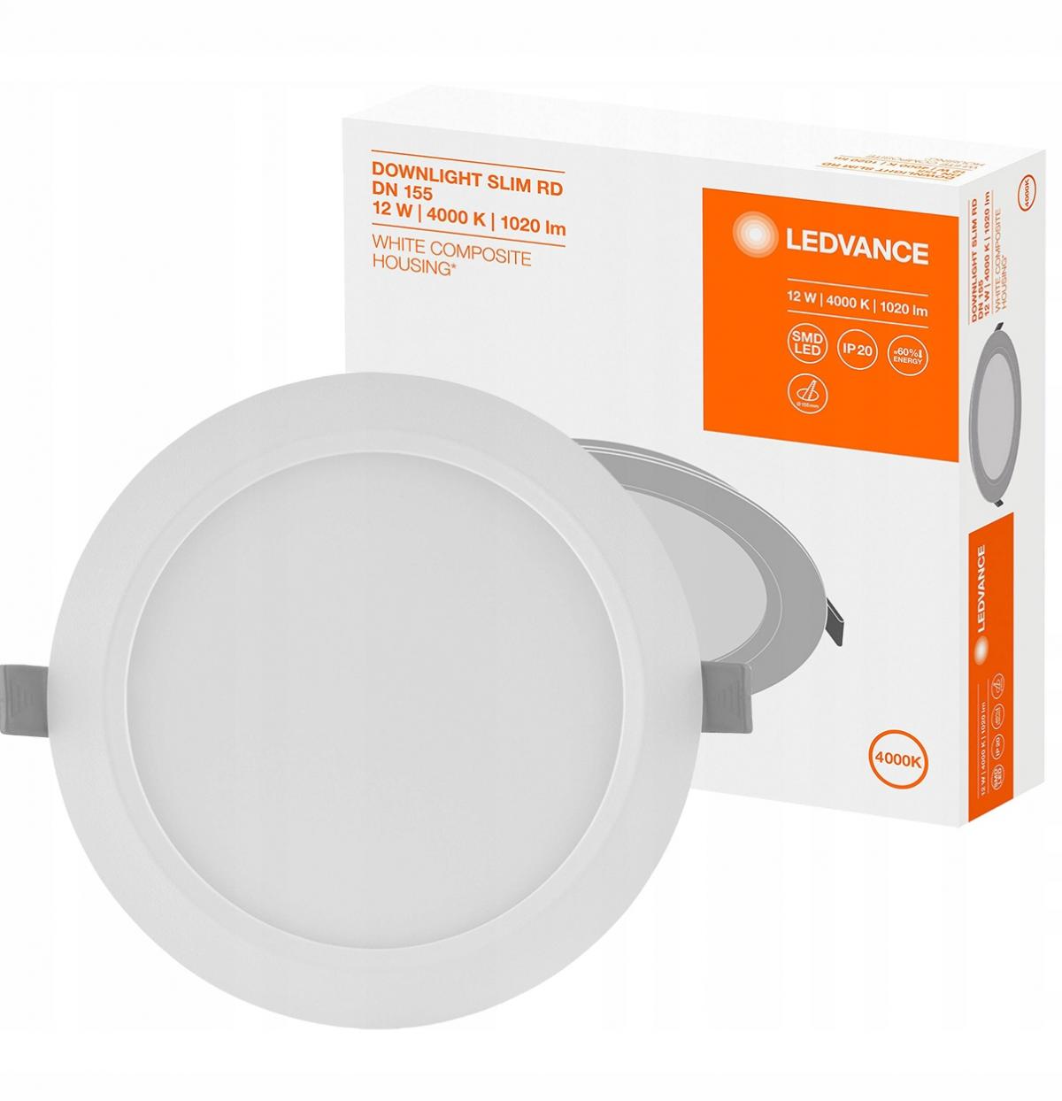 LEDVANCE Oprawa LED Downlight Slim Dn155 12W/4000K Wt Ip20 Ledv