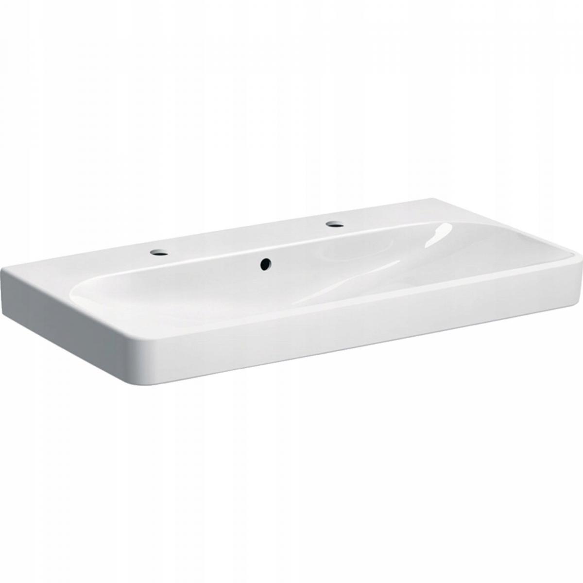 Umywalka Smyle Square B90 cm, H16.5 cm, T48 cm, z przelewem, z dwoma otwora