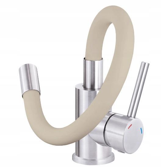 DEANTE Bateria zlewozmywakowa LUNO stal-beż z elastyczną wylewką