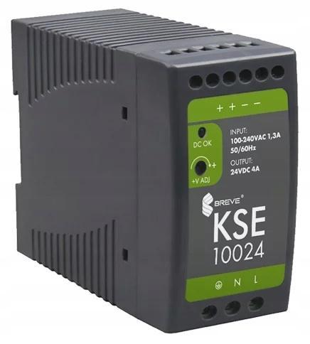 Zasilacz impulsowy KSE 10024P 230/ 24V DC 4A 96W na szynę DIN, Uzas: 85-264