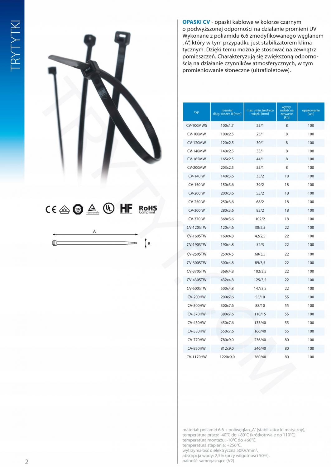 ONNLINE Opaska kablowa CV-530 HW (550x8,0mm) (UV) czarna OPK=100SZT.