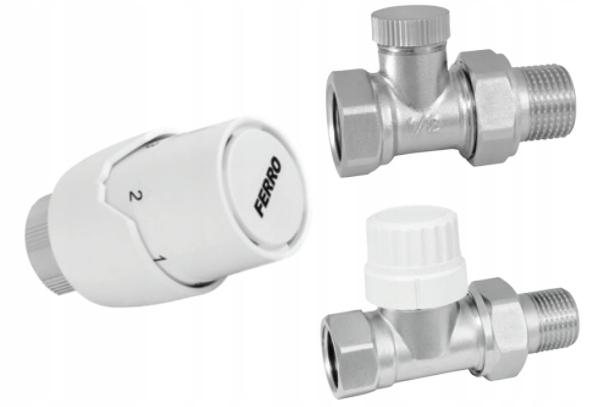 Komplet termostatyczny kątowy 1/2