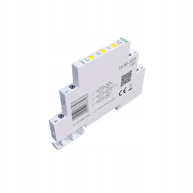 Lampka kontrolna zasilania z zabezpieczeniem LK-BZ-703Y 1/3S 3X230V 3xLED Ż