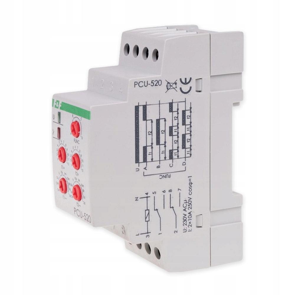Przekaźnik czasowy PCU-520 wielofunkcyjny, dwa niezależne czasy T1 i T2, st
