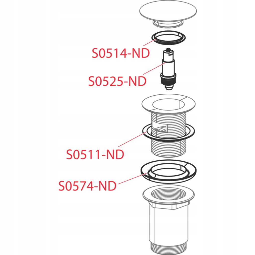 Spust umywalki Clik-Clak 5/4 metalowy z przelewem, duży korek, czarny