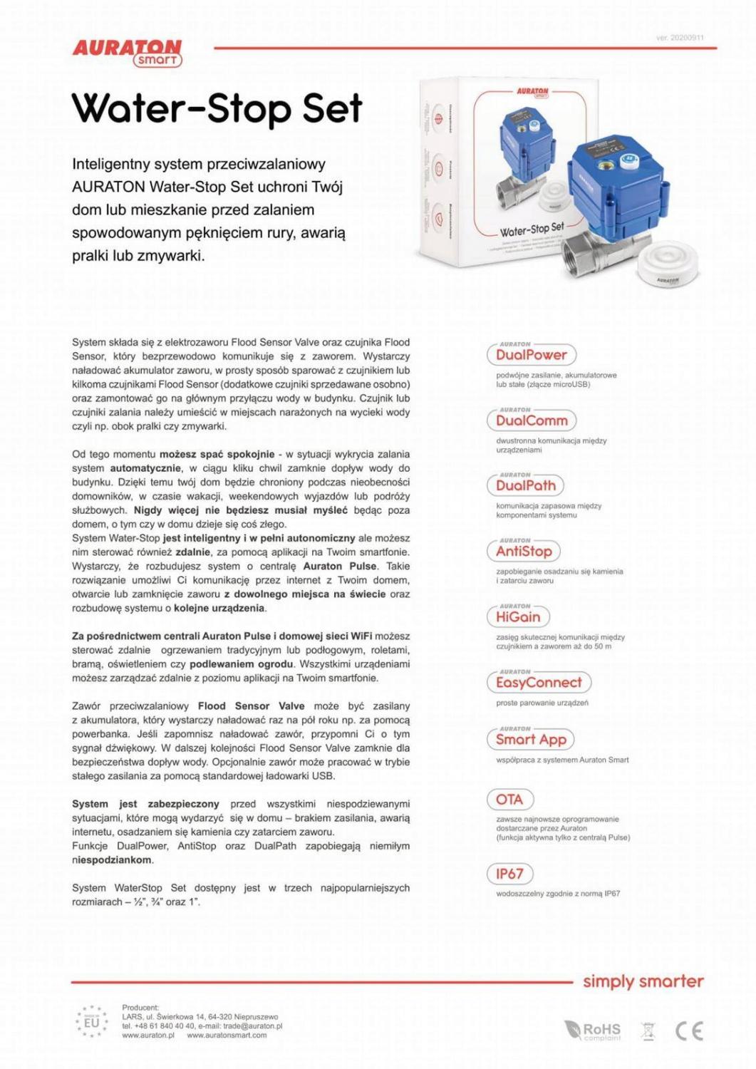 AURATON Water STOP Set 1 - SMART Zestaw Woda - STOP 1