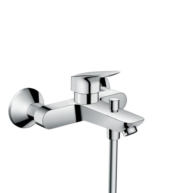 Bateria wannowo-prysznicowa dwuuchwytowa ścienna Hansgrohe Logis srebrny