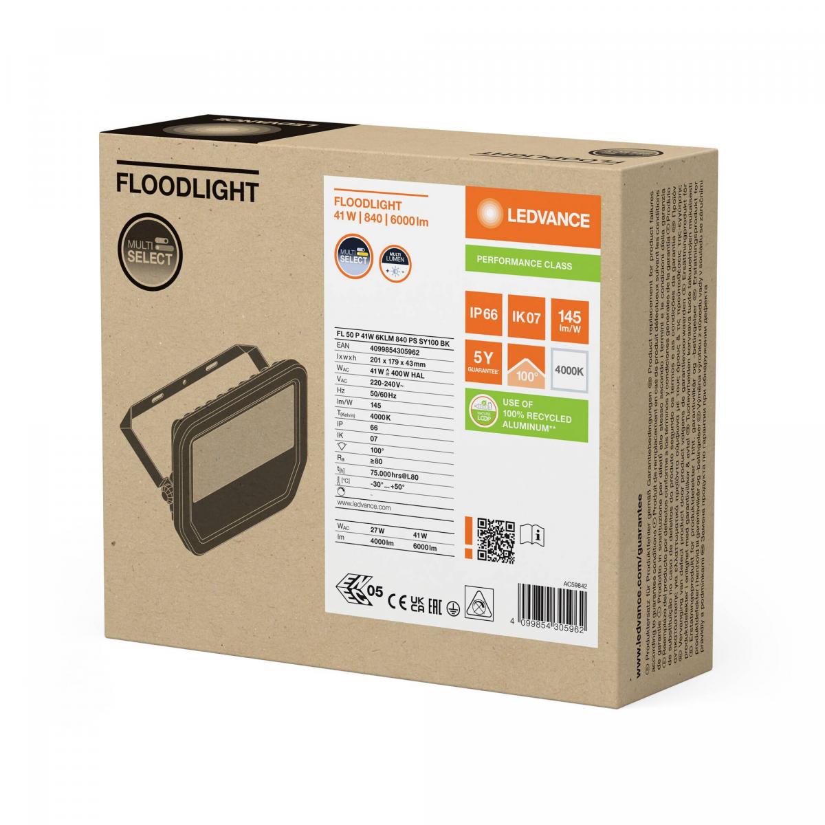 Naświetlacz Floodlight 50 P 41W 6KLM 840 PS SY100 BK Uniwersalny naświetlac
