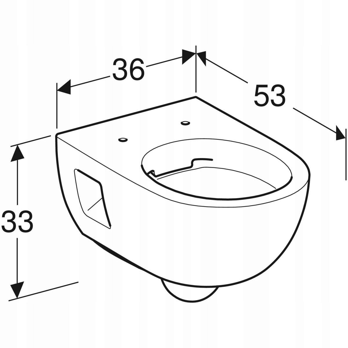 Miska wisząca WC Selnova, lejowa, B36 cm, H33 cm, T53 cm, częściowo ukryte