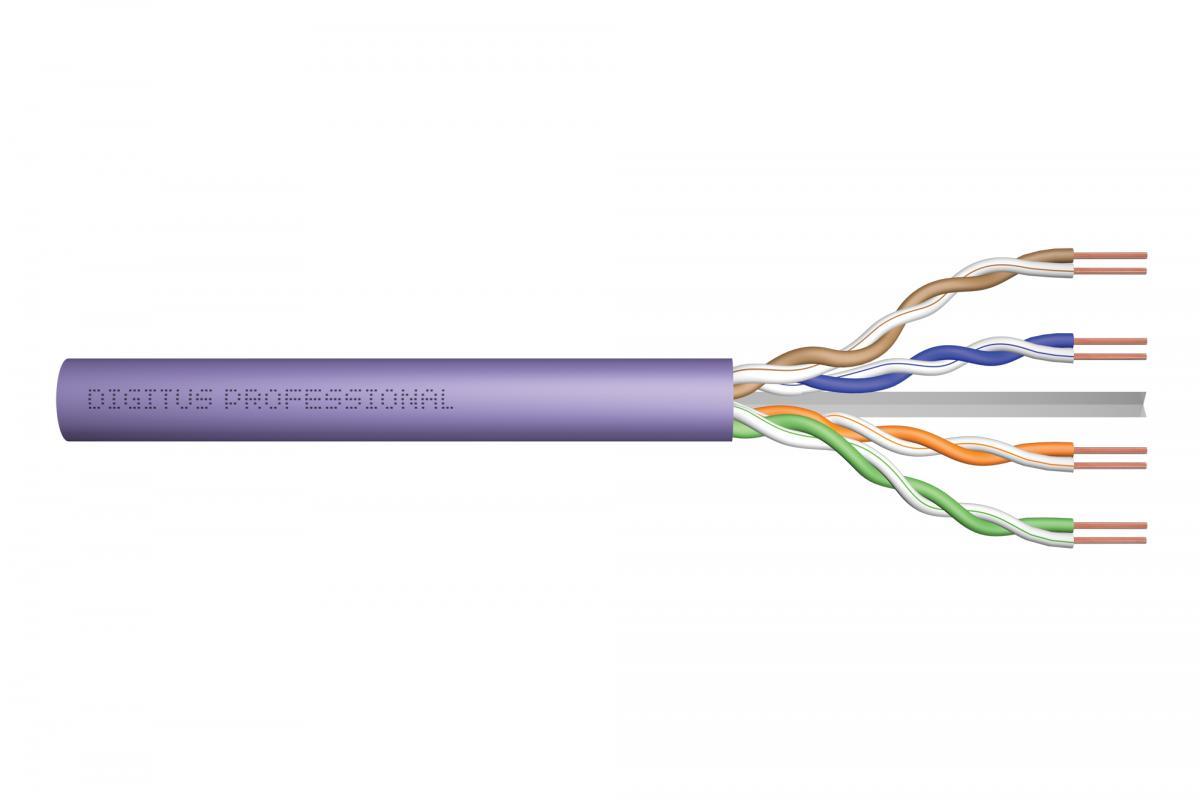 Kabel instalacyjny DIGITUS kat.6, U/UTP, B2ca, AWG 23/1, LSOH, 500m, fiolet