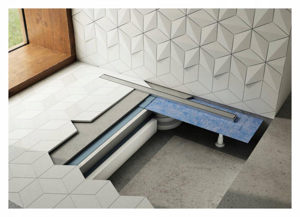 Odpływ liniowy STANDARD - SET z rusztem do zabudowy płytkami 100x8x9,5. ZES