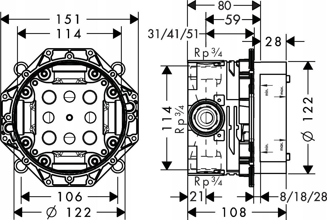 HANSGROHE Przyłącze HANSGROHE Fixfit Square czarne matowe