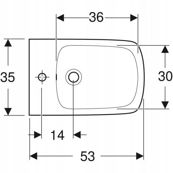 Bidet wiszący Selnova Square B35 cm, H35.5 cm, T53 cm, z przelewem, z otwor
