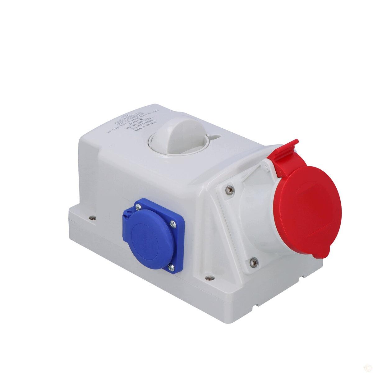SCAME Gniazdo natynkowe OPTIMA-COMBI 3P+N+E 16A + 2x230V z wyłącznikiem 0-1