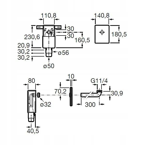 ROCA Syfon podtynkowy ROCA DOSTĘPNA ŁAZIENKA do umywalki Roca 64 cm chrom