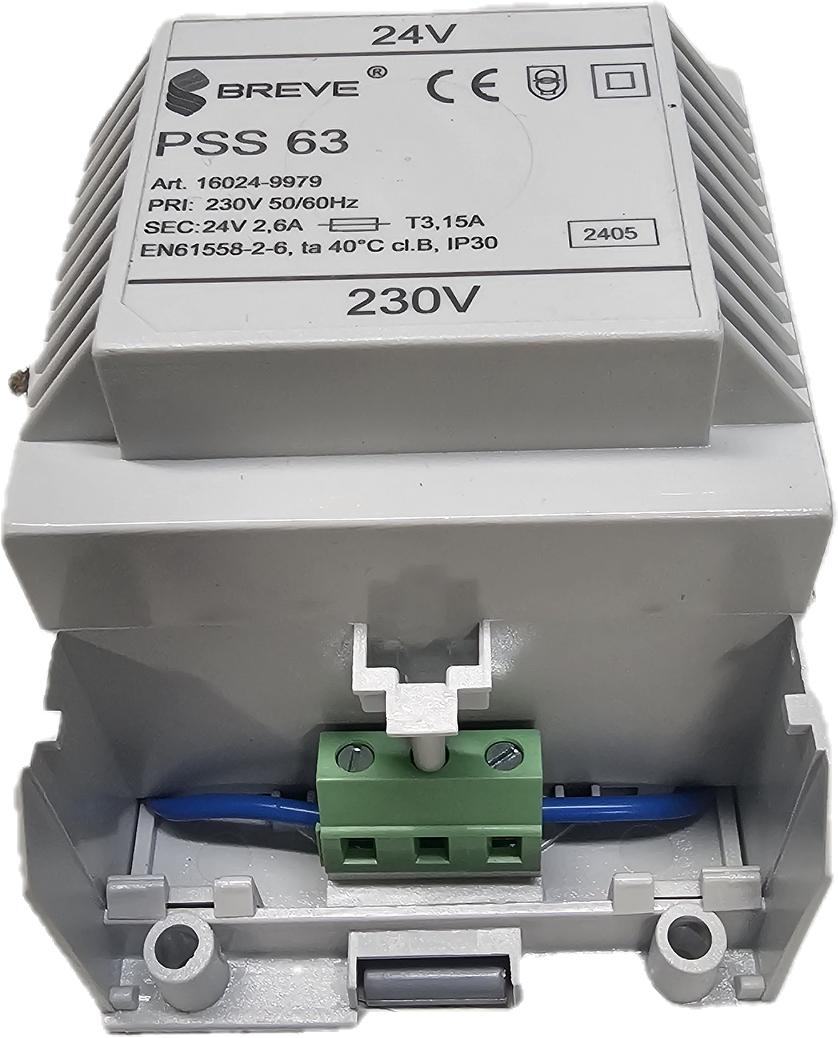 Transformator jednofazowy PSS 63 230/24V IP30 na szynę DIN TH-35 w obudowie