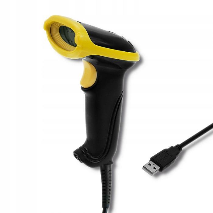 QOLTEC Laserowy czytnik kodów 1D, 2D, USB, Czarny, 50867