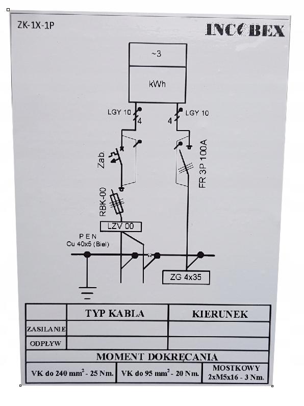 INCOBEX Złącze kablowo-pomiarowe ZK-1x-1P