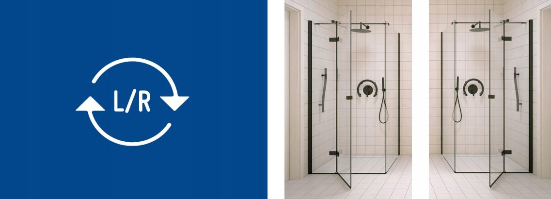 Drzwi prysznicowe systemu Kerria Plus 70 cm - składane Kerria Plus, nero