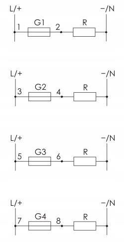 F&F Moduł bezpiecznikowy BZ-4 czterogniazdowy, I=6.3A, 2 moduły