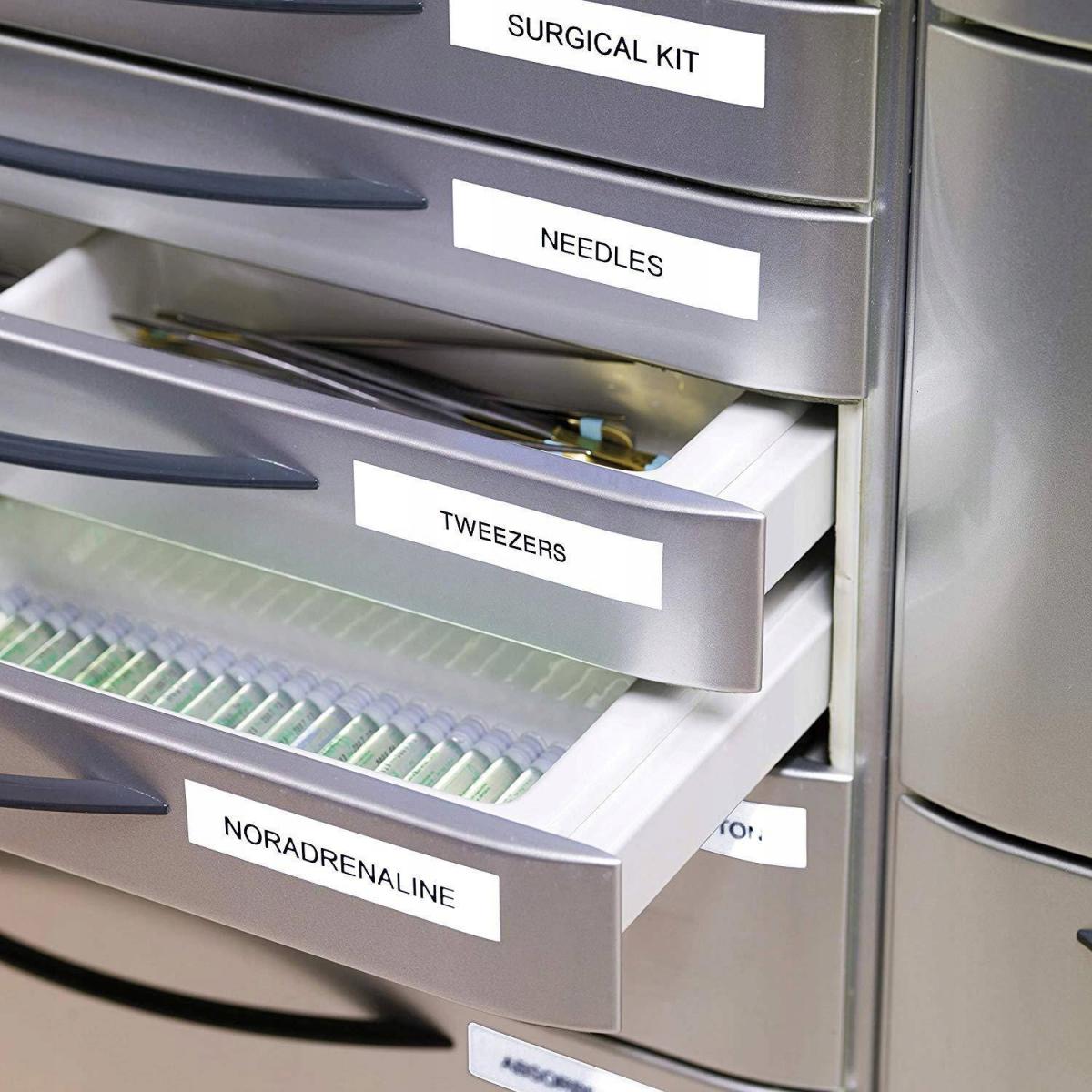 Taśma D1 12mmx7m, czarno-biała