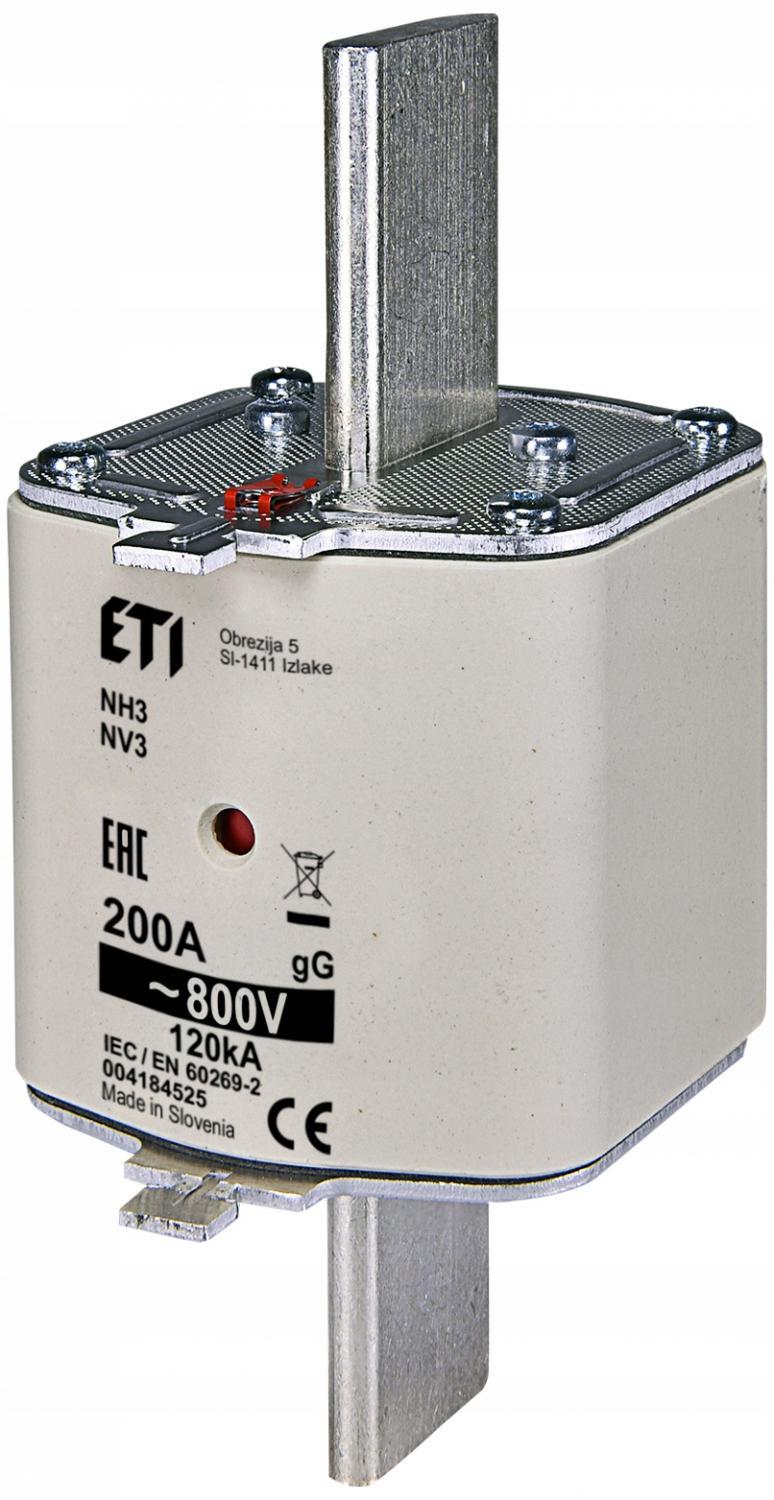ETI Wkładka topikowa zwłoczna - 800 V - KOMBI NH3 GG 200A/800V