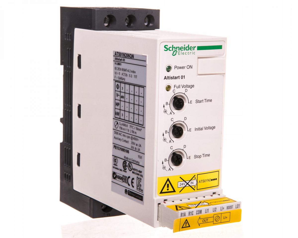 Układ łagodnego rozruchu ATS01 3-fazowe 380/415VAC 50/60Hz 3kW 6A IP20
