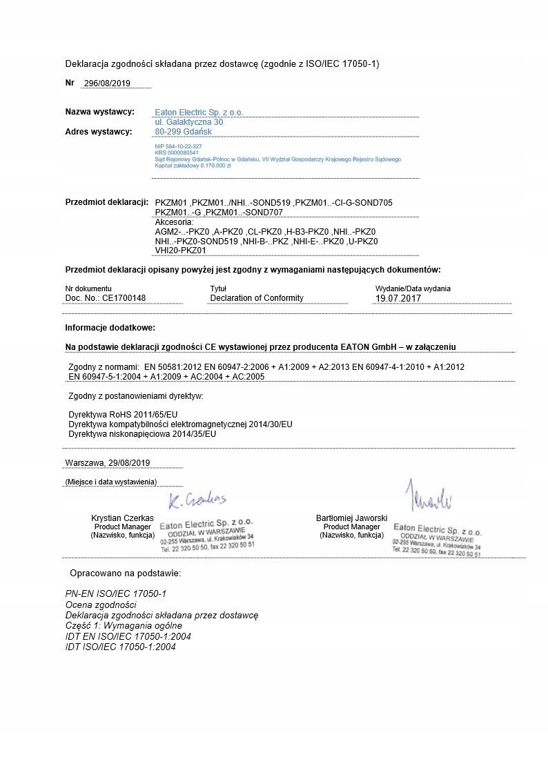 EATON Wyłącznik silnikowy PKZM01,Ir=8-12A PKZM01-12-EA