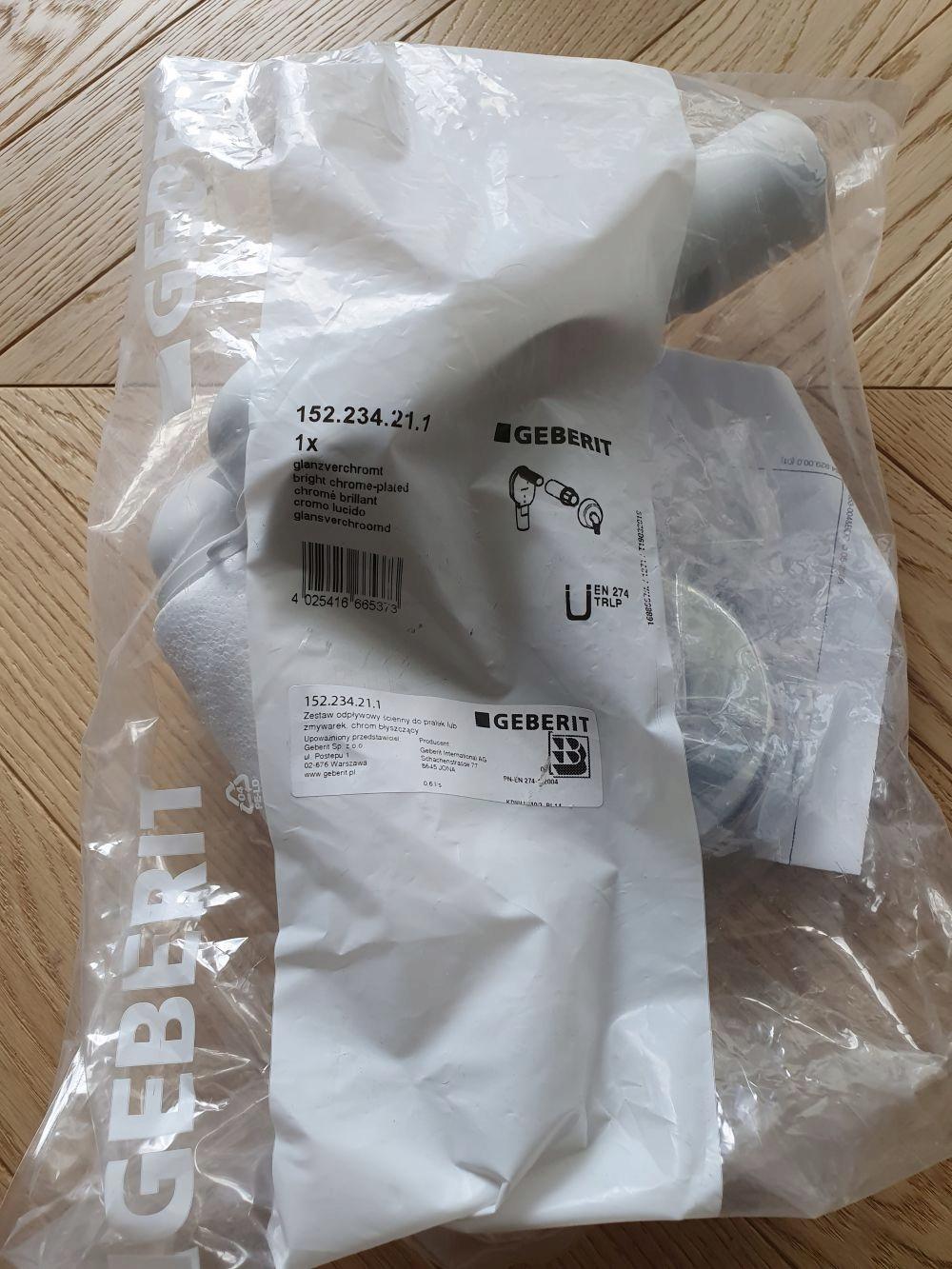 GEBERIT Zestaw odpływowy ścienny do pralek lub zmywarek, chrom błyszczący