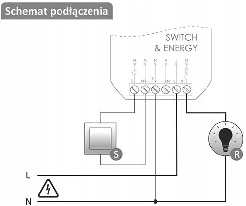 POJEDYNCZY PRZEKAŹNIK Wi-Fi 230V Z FFUNKCJĄ MONITOROWANIA PARAMETRÓW SIECI