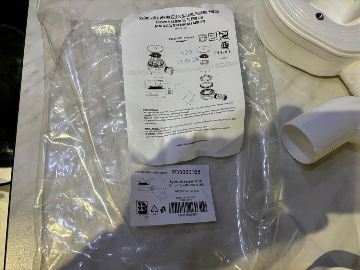 ROCA Ultra płaski odpływ brodzikowy 90mm, wys. 52mm, przepływ: 30l/min