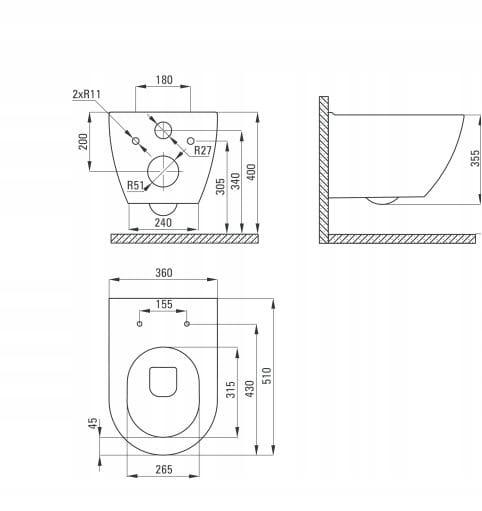 DEANTE Miska WC z deską bezkołnierzowa Peonia, biały
