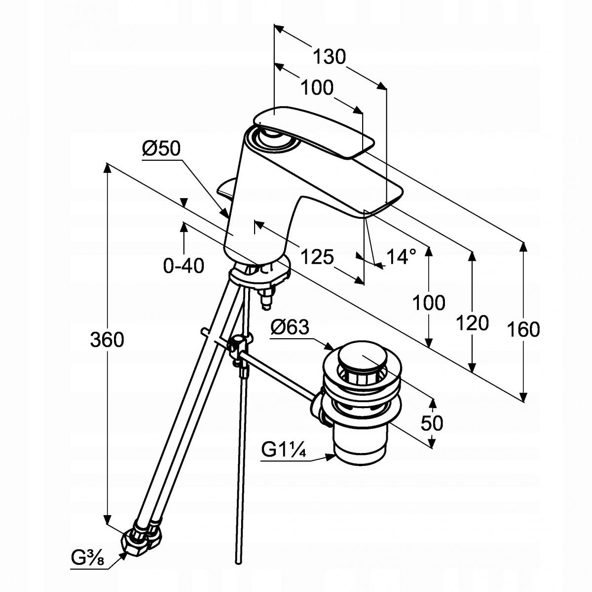 Bateria umywalkowa KLUDI BALANCE 1-uchwytowa 1-otworowa DN 10 chrom