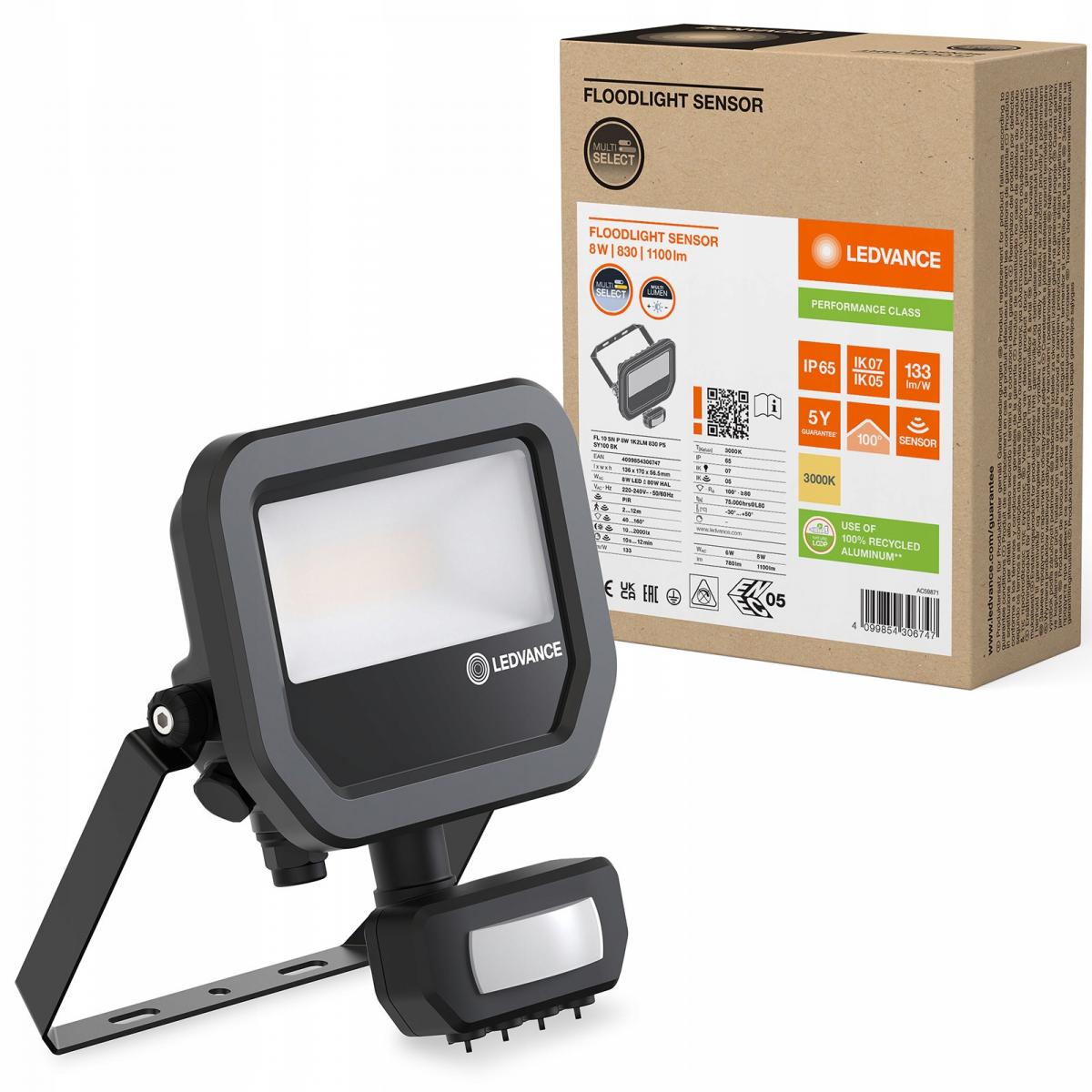 Naświetlacz Floodlight 10 SN P 8W 1K2LM 830 PS SY100 BK Naświetlacz z elast