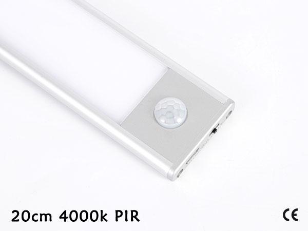 Oprawa meblowa LED do szaf, 200mm, 4000K, light sensor + pir, ładowanie 750
