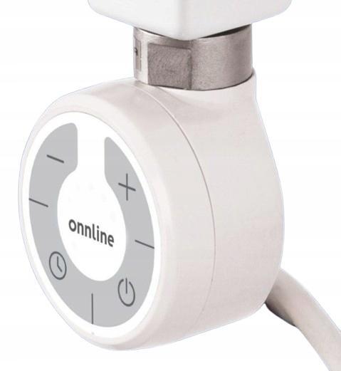 Grzałka grzejnikowa Onnline MOA 600W biała RAL 9016, kabel spiralny z wtycz