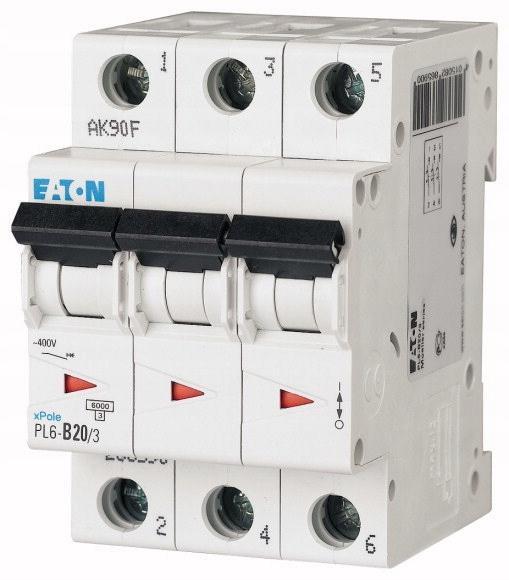 EATON Wyłącznik nadprądowy 6kA PL6-C20/3