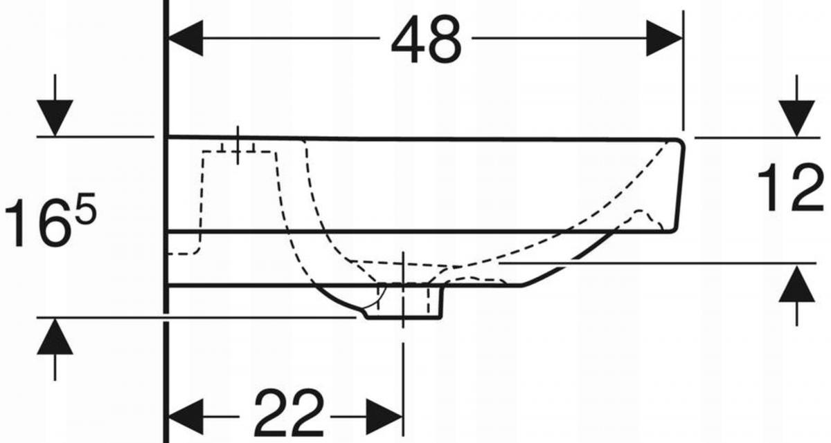 Umywalka Smyle Square B90 cm, H16.5 cm, T48 cm, z przelewem, bez otworu na